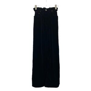FW0019 MiuMiu Black Velvet Bud High Waist Cotton Wide Leg Casual Pants 40 M Size